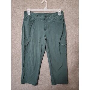 Eddie Bauer Cargo Capri Pants Womens 8 Green Stretch Hiking Nylon Stretch